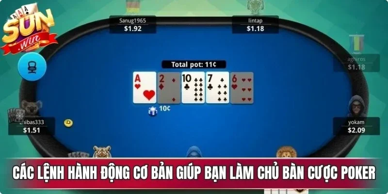 Các lệnh hành động cơ bản giúp bạn làm chủ bàn cược poker